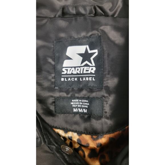 Starter Black Label NY Yankees Jacket Women's M Animal Print Logo Black Satin - Picture 7 of 12